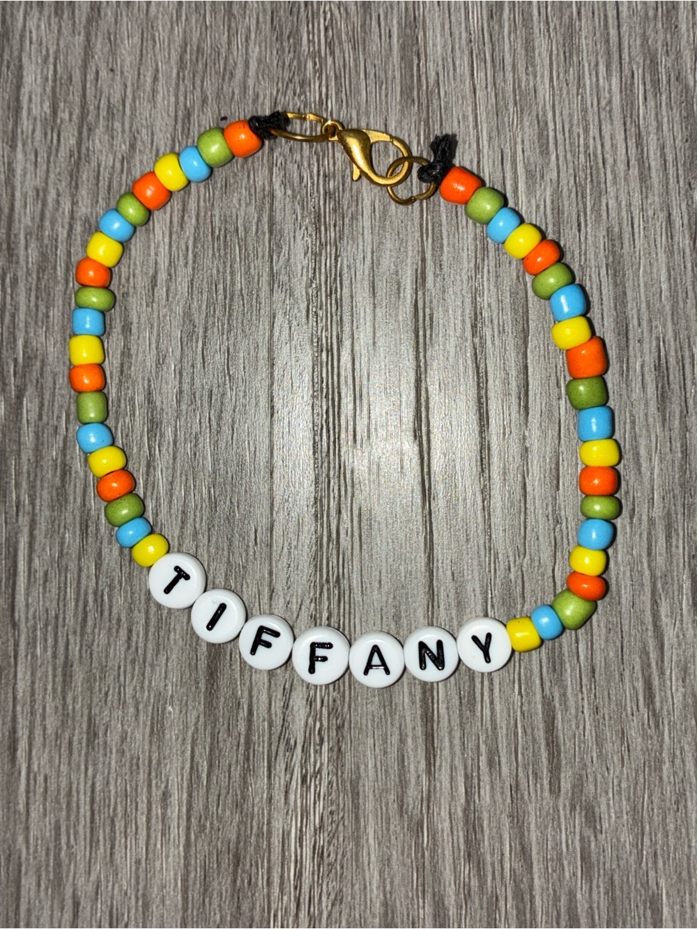 Multicolor Beaded Name bracelet with Gold-Tone Clasp